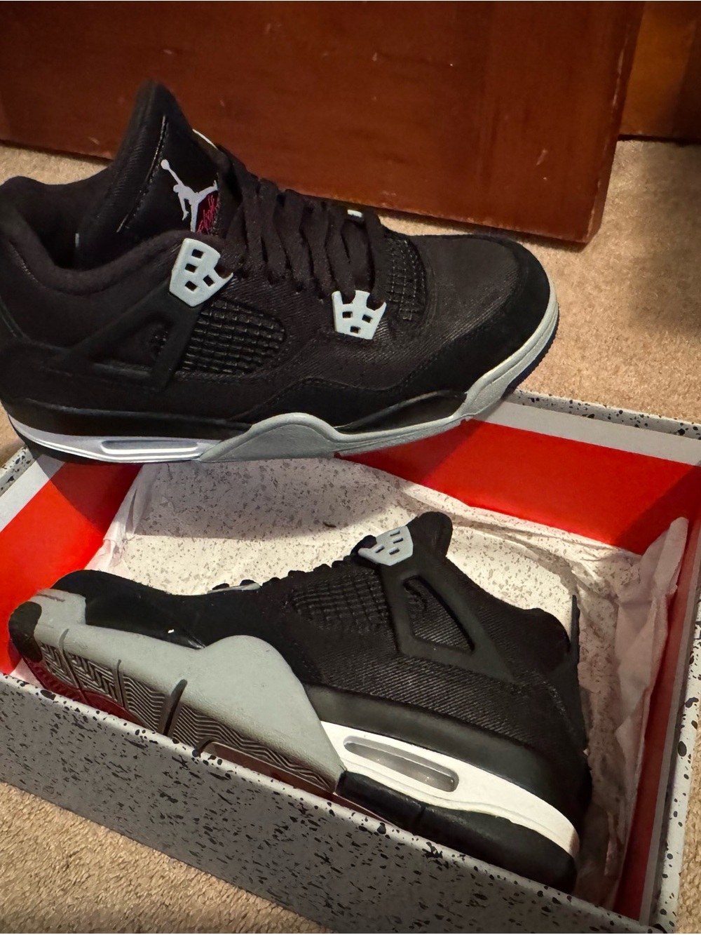Nike Black & Grey Air Jordan 4 Sneakers